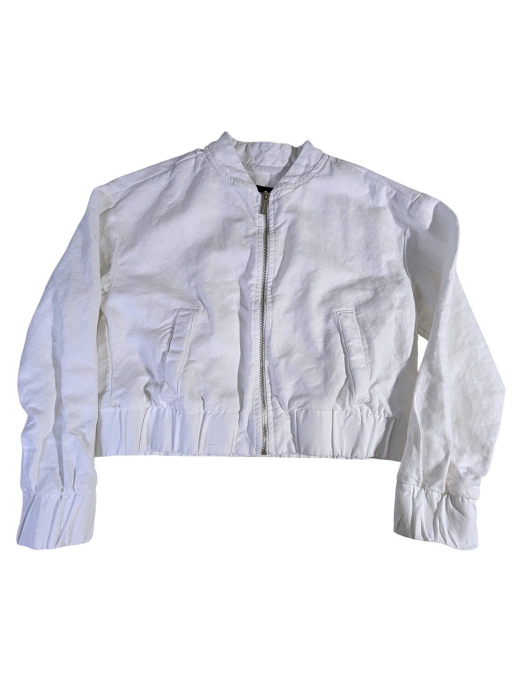 Sanctuary ‘Everly’ Linen White Cropped Bomber Jacket